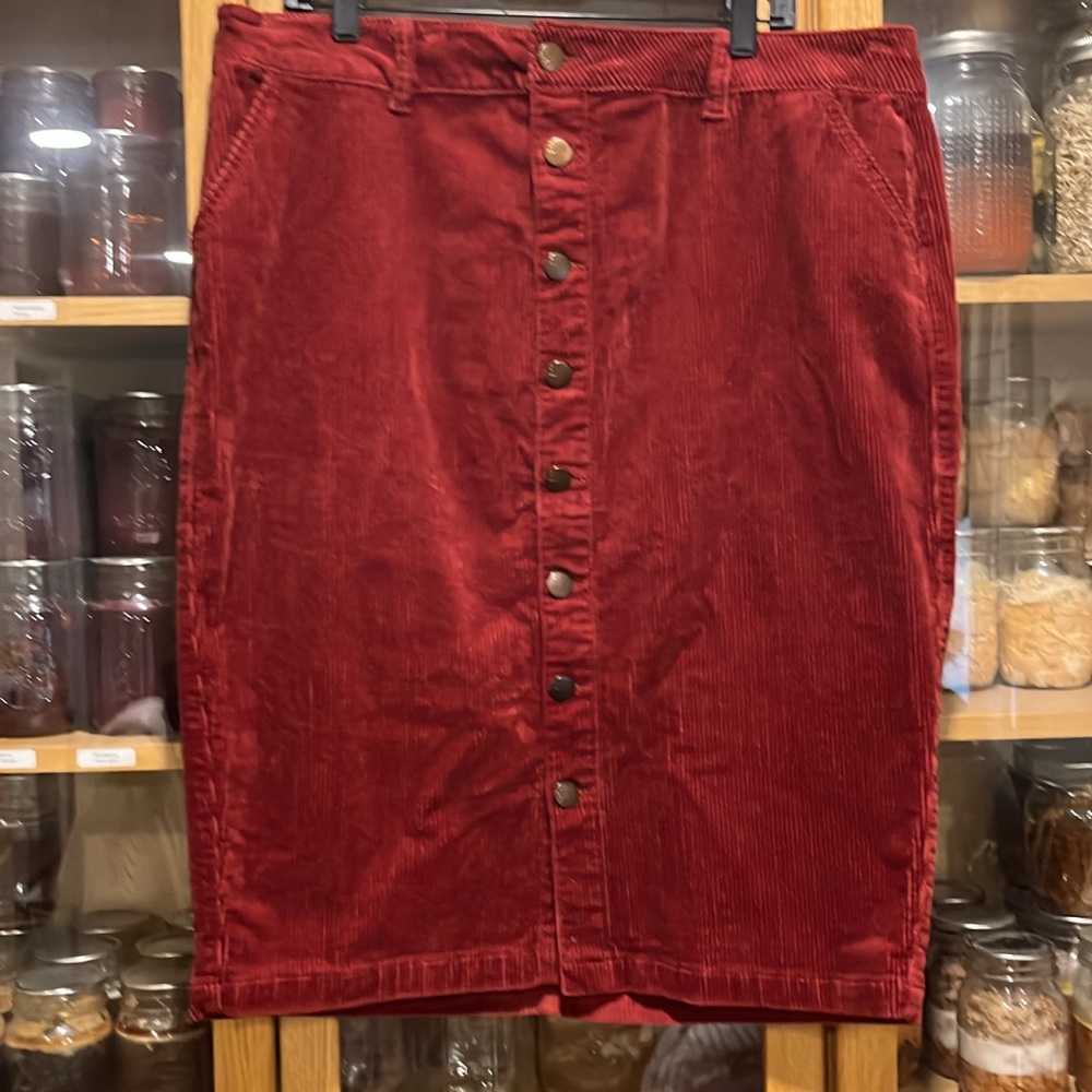 Women's Red Corduroy Skirt